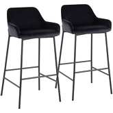 Daniella 30" Bar Stool in Black Velvet & Black Metal (Set of 2)